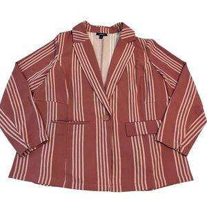 Torrid Striped Pink One Button Blazer 1X Dusty Rose Career Work Jacket
